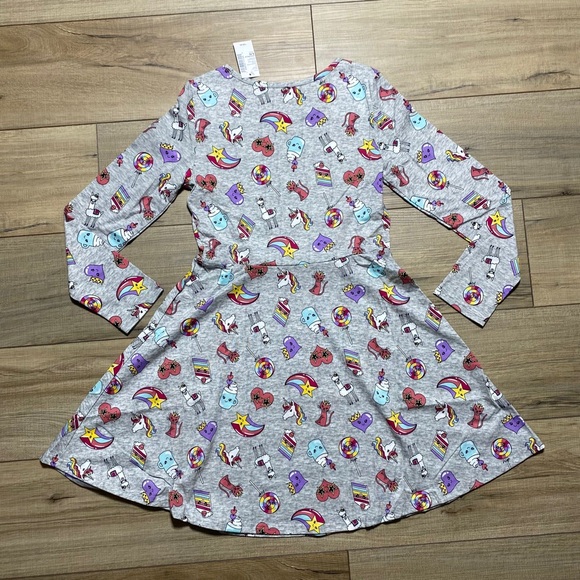 The Children's Place Girls Long Sleeve Printed  Skater Everyday Dress Large Gray - Picture 8 of 10